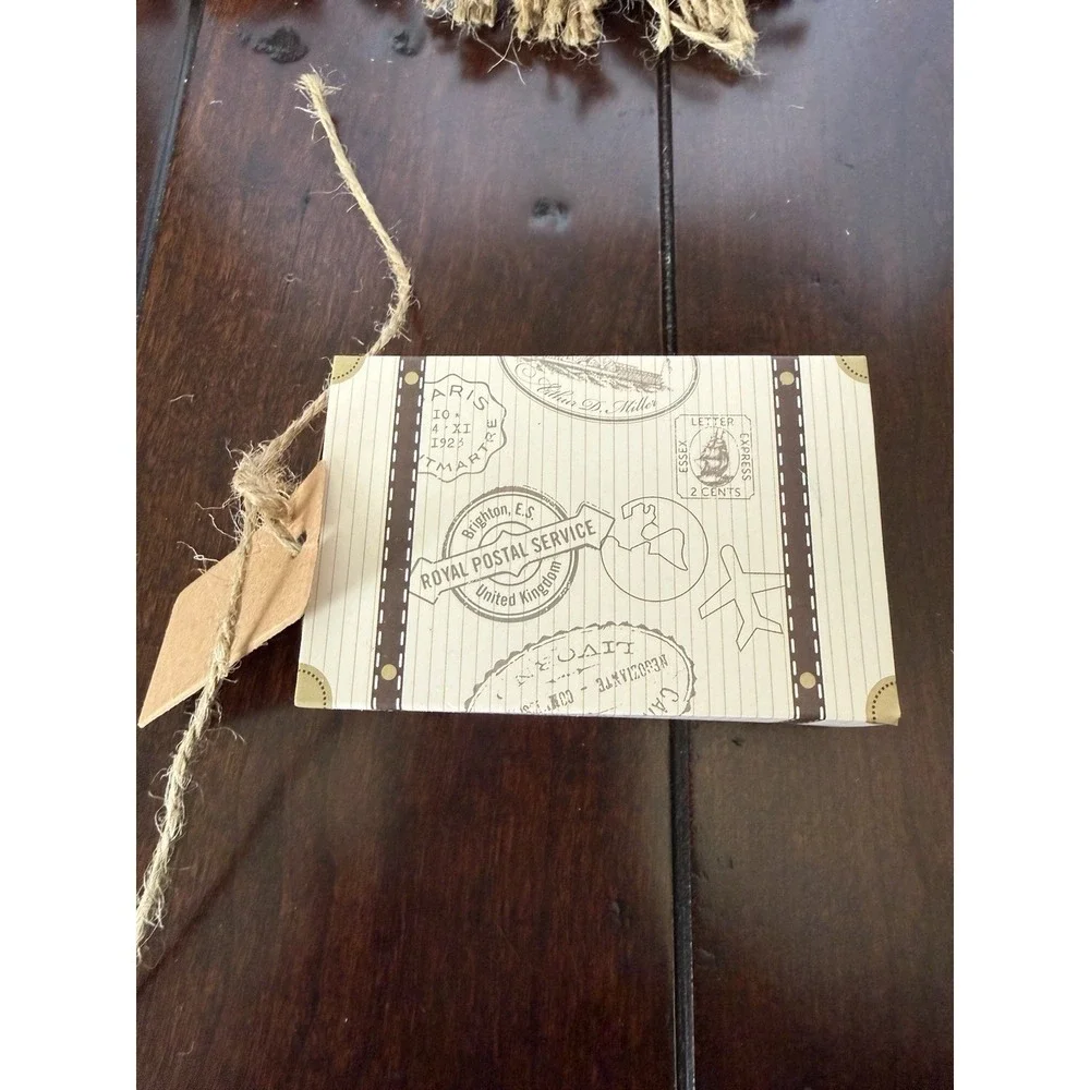 Folded Gift Boxes Tags Ties Pack Of 95 PCs Box Lot Travel Postal Theme New
